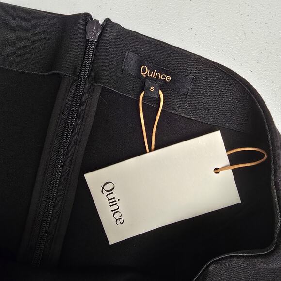 Quince Skirt Small Stretch Ponte Knit Pencil Black Knee Length Business NWT - Picture 6 of 8